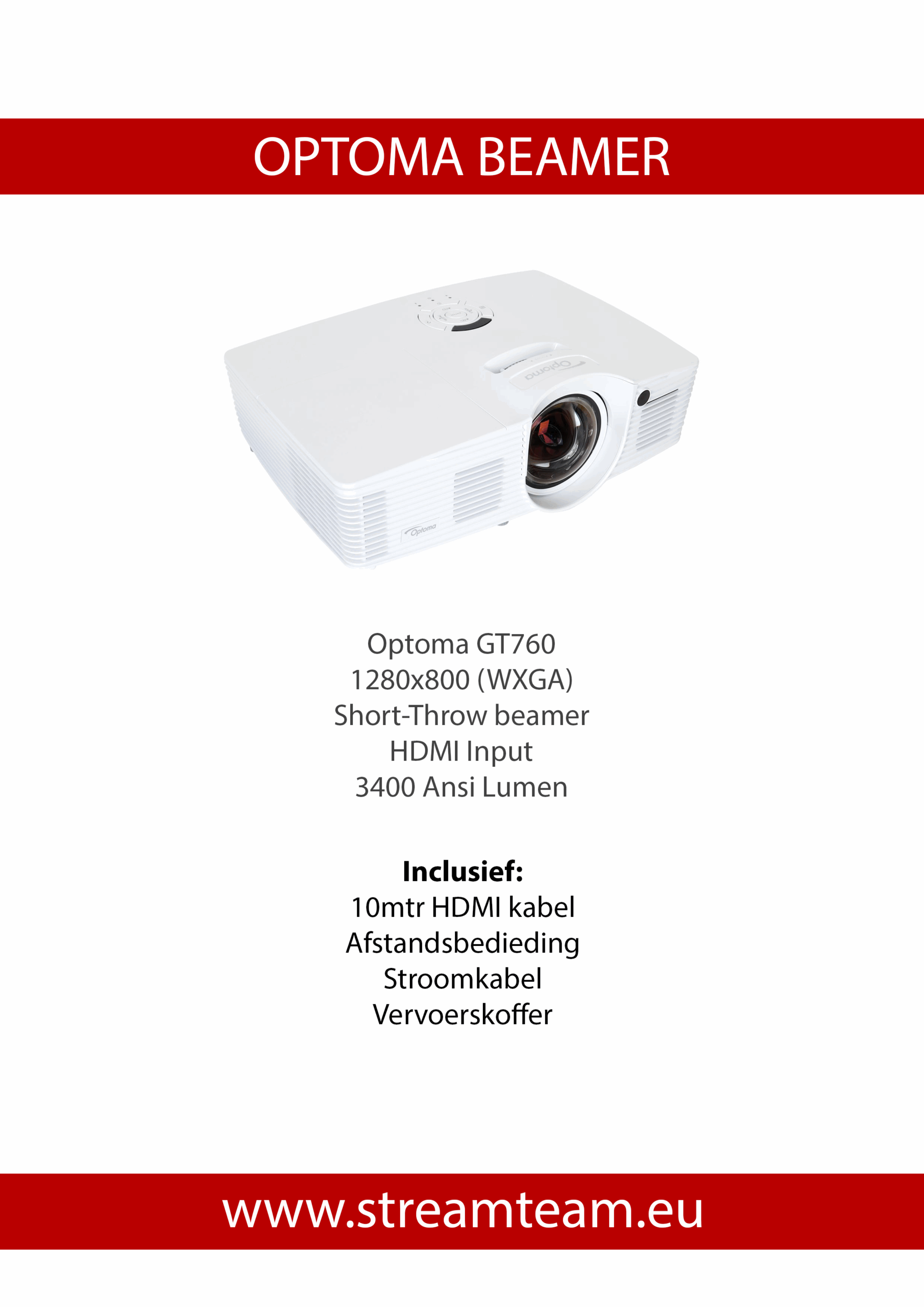 Optoma GT760 Beamer Huren Limburg